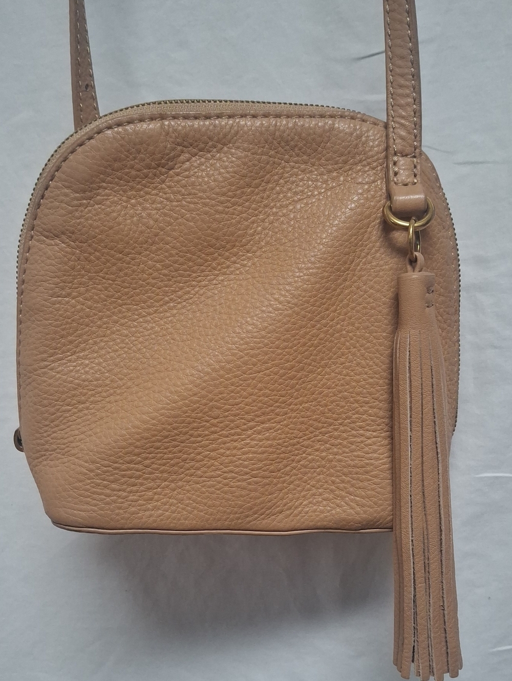 HOBO Nash Tan Pebbled Leather Tassel Crossbody Bag